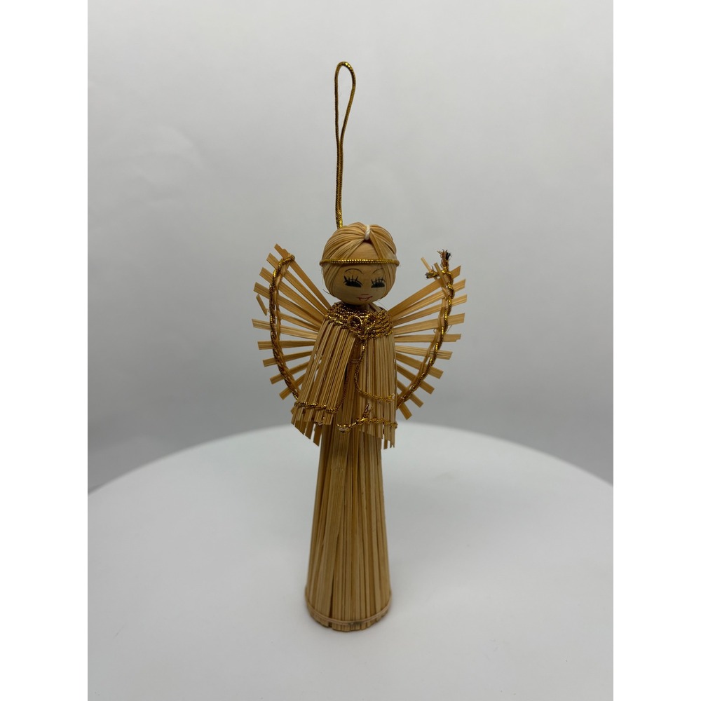 Handmade Straw Angel Ornament Vintage Christmas Tree Decoration Holiday Decor‎